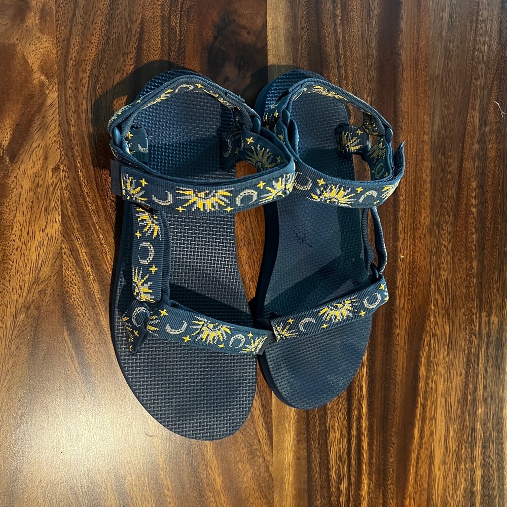 Teva Navy Sandals with Yellow Embroidery